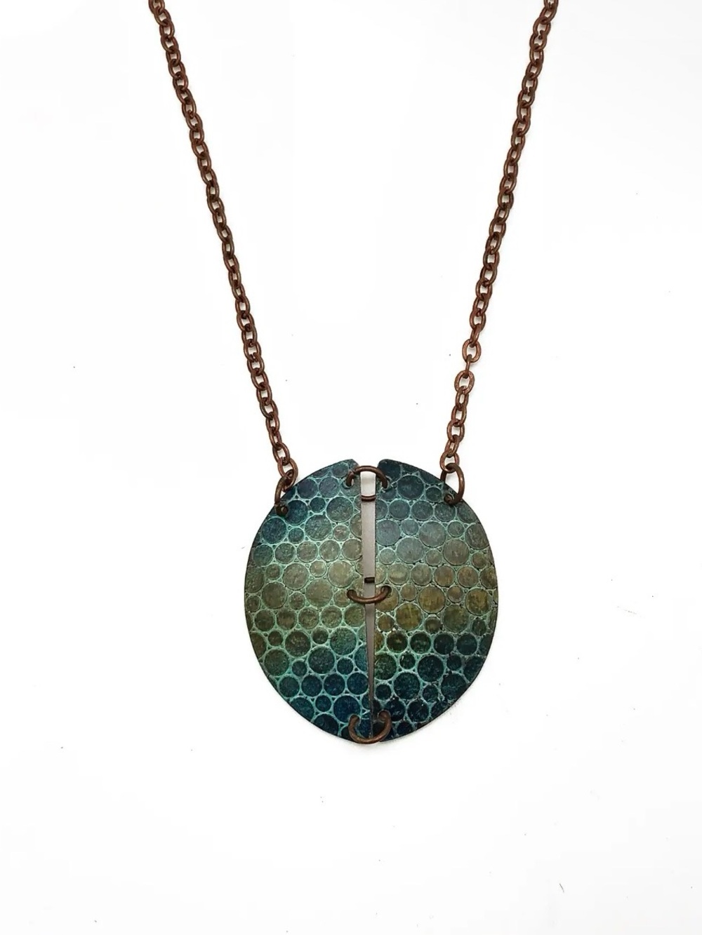 Copper Patina Hammered Circle Necklace – Artisan Made